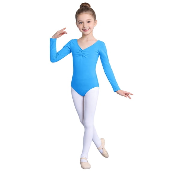 Girls Dancewear Jumpsuit Long Sleeve Ballet Romper for Practice and Stage Performances Comfortable Stretch Fabric Design