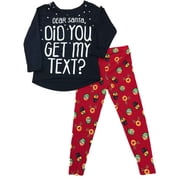 Girls Dear Santa Pajamas Reindeer Emoji Face Christmas Holiday 2 Pc Sleep Set 4