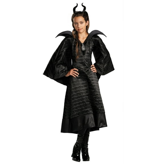 Girls Deluxe Black Maleficent Christening Gown Costume
