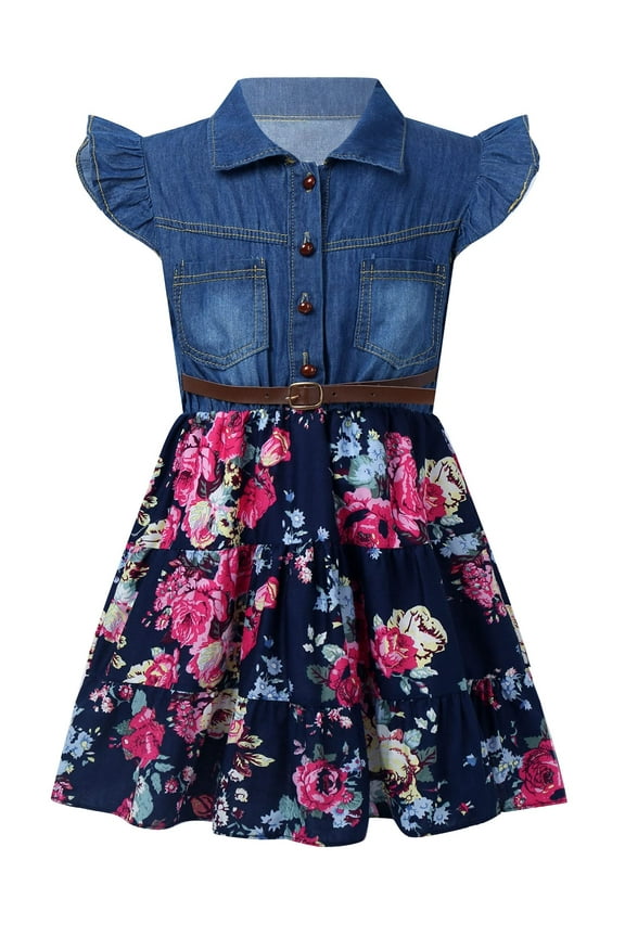 Girls Denim Dress Short Sleeve/Sleeveless Blouse Dress Casual Children Spring Autumn Skirt Summer Dress Casual Dresses