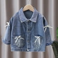 thumbnail image 1 of Girls Denim Jacket Toddler Jean Jacket Button Down Fashion Jeans Coat with Pockets Long Sleeve Outwear for Kids Blue A 5-6 Years, 1 of 7