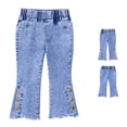 thumbnail image 1 of Girls Denim Jeans for Toddlers and Kids - Elastic Waist Stretchy Denim Pants for Girls Size 3-4 Years, 1 of 3