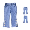 thumbnail image 1 of Girls Denim Jeans for Toddlers and Kids - Elastic Waist Stretchy Denim Pants for Girls Size 6-12 Months, 1 of 5