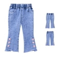thumbnail image 1 of Girls Denim Jeans for Toddlers and Kids - Elastic Waist Stretchy Denim Pants for Girls, 1 of 5