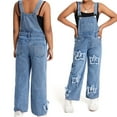 thumbnail image 1 of Girls' Denim Overall Jumpsuits Kids Casual Sleeveless Overalls Girls Wide Leg Jeans Girls Overalls with Pockets Kids Clothes Girls Size 9-10 Years, 1 of 5
