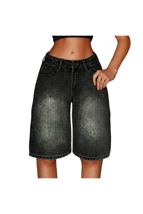 Girls Denim Shorts Casual Loose Jeans Jorts with Pockets Girl Clothes 13-14 Years