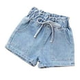 thumbnail image 1 of Girls Denim Shorts Elastic Pull On Toddler Girl Summer Outfits Baby Girl Clothes 6-7 Years Girls Fashion, 1 of 6