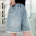 thumbnail image 1 of Girls Denim Shorts Elastic Sports Pants Summer Girl Clothes Girls Fashion 9-10 Years, 1 of 8