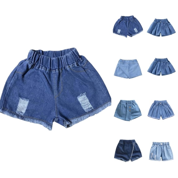 Girls Denim Shorts For Everyday Comfort And Easy Care – Knee Graze Ready Jeans Shortpants For Kids