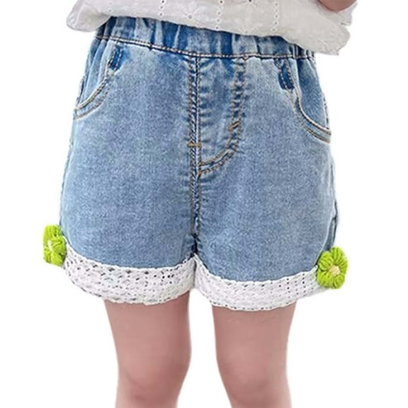 Girls Denim Shorts High Waist Straight Leg Sports Pants Summer Clothes for Girls Girls Soccer Shorts 8-9 Years Girls Fashion