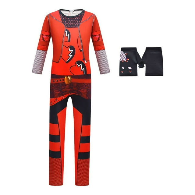 Girls Descendants 4 Red Chloe Charming Cosplay Costume Jumpsuits Kids