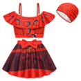 thumbnail image 1 of Girls Descendants Princess Two Piece Ruffle Swimsuit Kids Bikini Set Swimwear Dress Up, 1 of 7