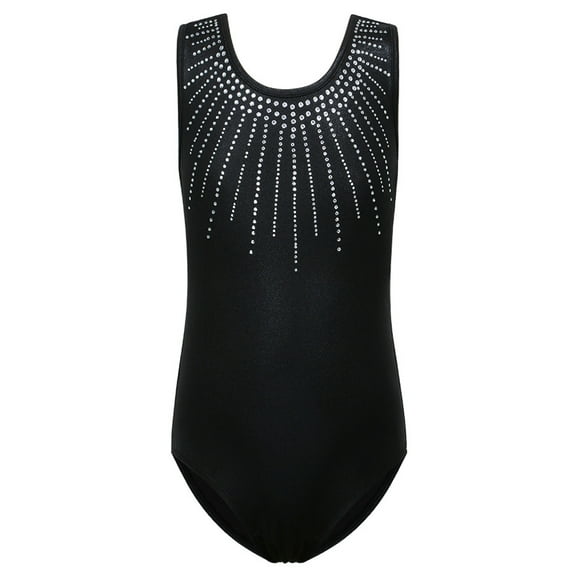 Girls Diamond Gymnastics Leotard Black Ballet Dance Clothes