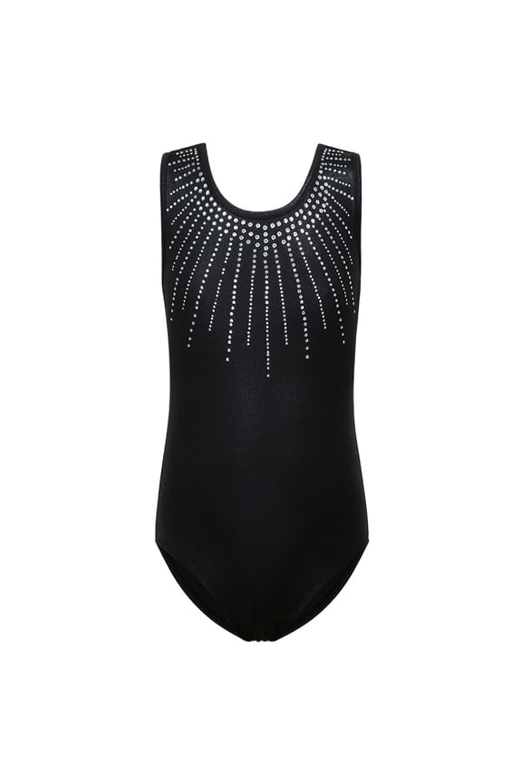 Girls Diamond Gymnastics Leotard Black Ballet Dance Clothes
