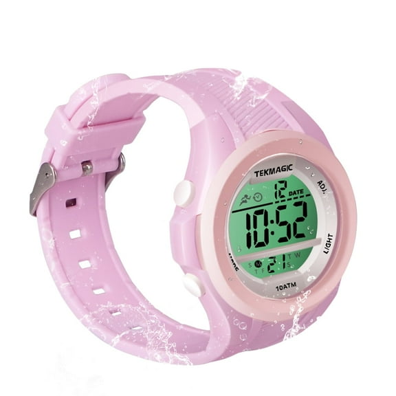 Girls Digital Swimming Watch 10 ATM Waterproof Diving Watch 100m Underwater with Stopwatch, Chronograph, Alarm, Dual Time Zone, 12/24 Hours Format