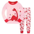 thumbnail image 1 of Girls Dinosaur Pjs Two Piece Cotton Long Sleeve Sleepwear Toddler Pink Nightwear Set Kids Dino Jammies Clothes Set 9-10 Years, 1 of 7
