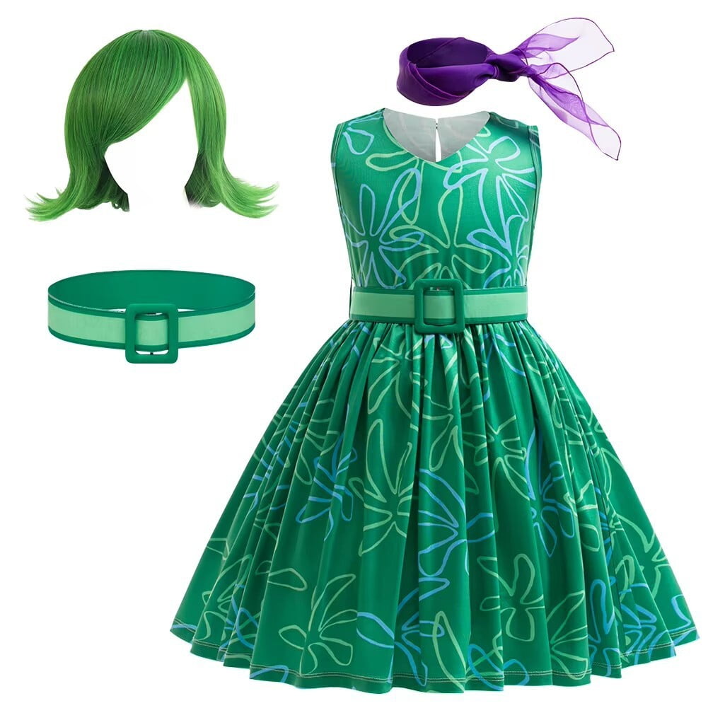 Lstmmwd Girls Disgust Halloween Cosplay Party Sleeveless Green Dress Costume Lstmmwd Girls Disgust Halloween Cosplay Party Sleeveless Green Dress Costume