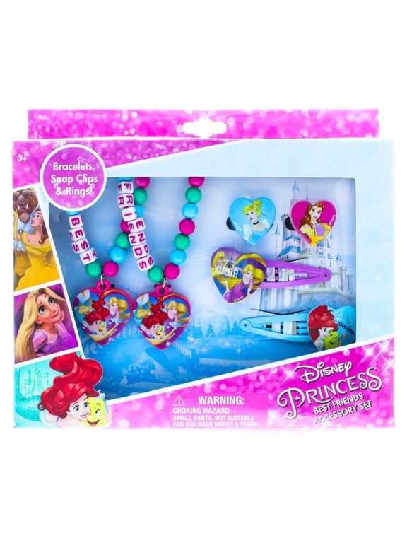 Girls Disney Princess Best Friends Accessory Set- Includes Bracelets, Rings, and Clips