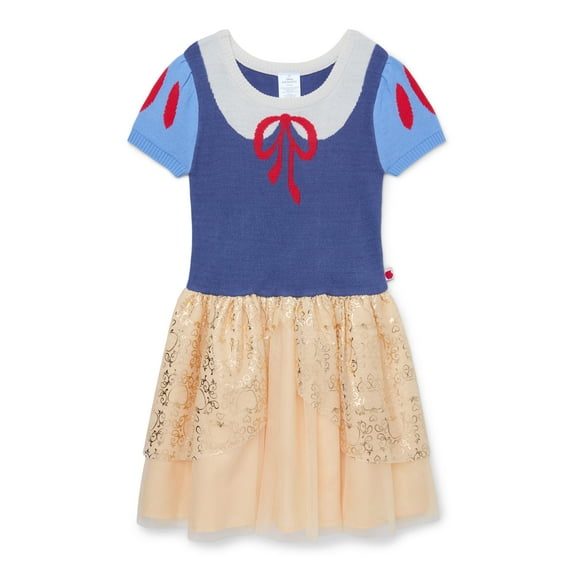 Girls Disney Princess Snow White Cosplay Short Sleeve Sweater Dress, Sizes 4-12