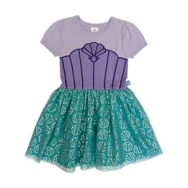 Girls Disney Princess The Little Mermaid Ariel Cosplay Short Sleeve Sweater Dress, Sizes 4-12