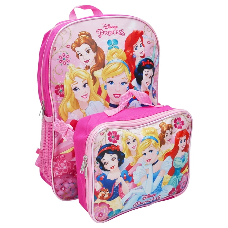 Disney Princess Girls School Backpack Lunch Box Book Bag SET Pink Kids Gift  toy