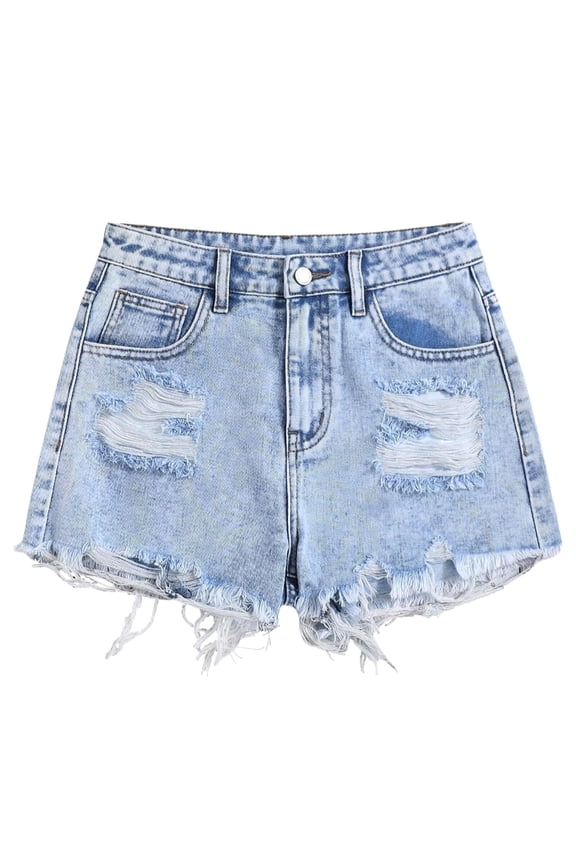 Girls Jean Shorts Summer Casual Distressed Shorts Mid Rise Denim Shorts