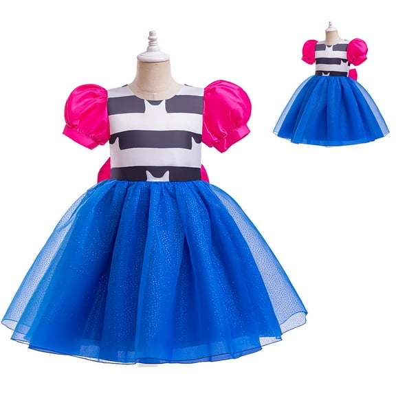 Girls Doll Cat Rainbow Costume Dress Halloween Birthday Princess Outfit