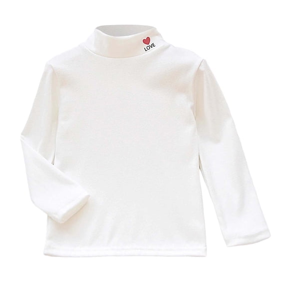 Girls Double Velvet High Neck Base Layer Top Long Sleeve Thermal Shirt Warm Lined Tee for Winter