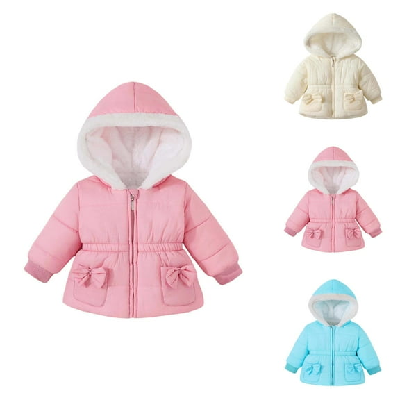 Girls Down Jacket Toddler Hooded Zip Up Puffer Coat Thickened Long Sleeve Outerwear for Daily Use