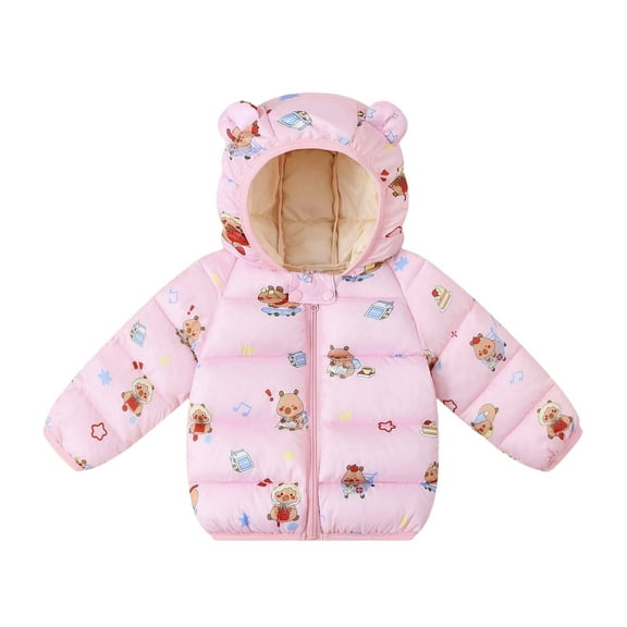 Girls Down Jacket Winter Coat Soft Hooded Coat With Ears Warm Thickened Outerwear Kids Clothing