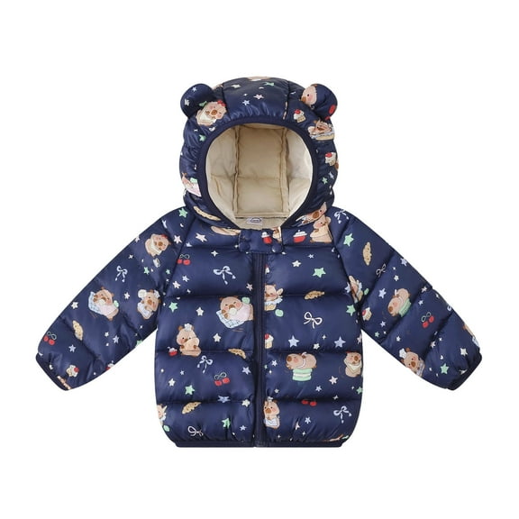 Girls Down Jacket Winter Coat Soft Hooded Coat With Ears Warm Thickened Outerwear Kids Clothing