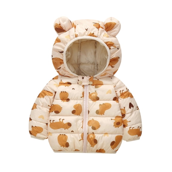 Girls Down Jacket Winter Coat Soft Hooded Coat With Ears Warm Thickened Outerwear Kids Clothing