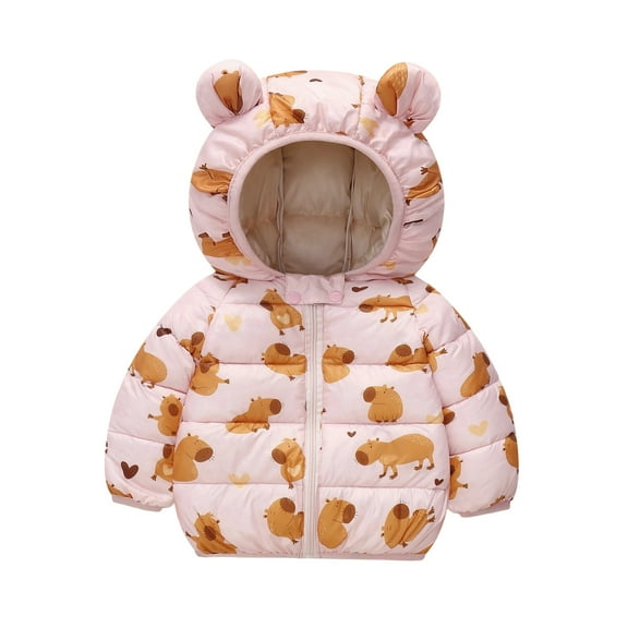 Girls Down Jacket Winter Coat Soft Hooded Coat With Ears Warm Thickened Outerwear Kids Clothing