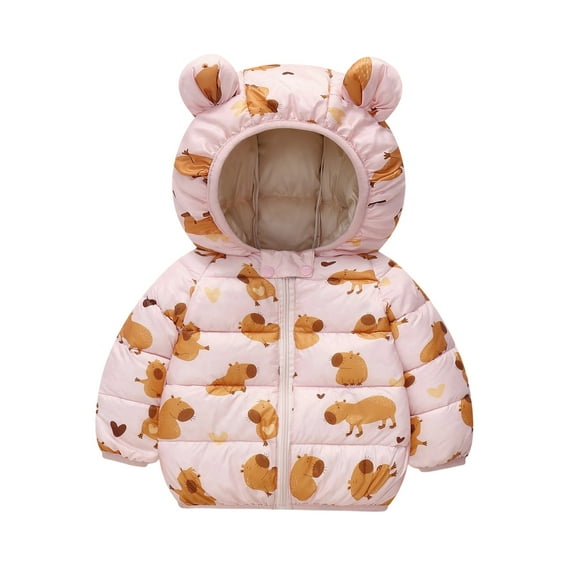 Girls Down Jacket Winter Coat Soft Hooded Coat With Ears Warm Thickened Outerwear Kids Clothing