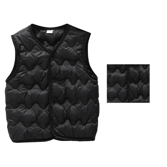 Girls Down Kids Autumn Winter Solid Color Rounded Neck Coat Warm Windproof Vest Jacket