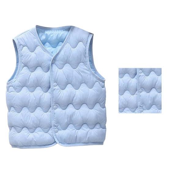 Girls Down Kids Autumn Winter Solid Color Rounded Neck Coat Warm Windproof Vest Jacket