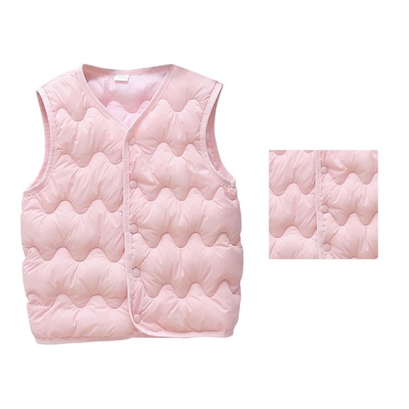 Girls Down Kids Autumn Winter Solid Color Rounded Neck Coat Warm Windproof Vest Jacket