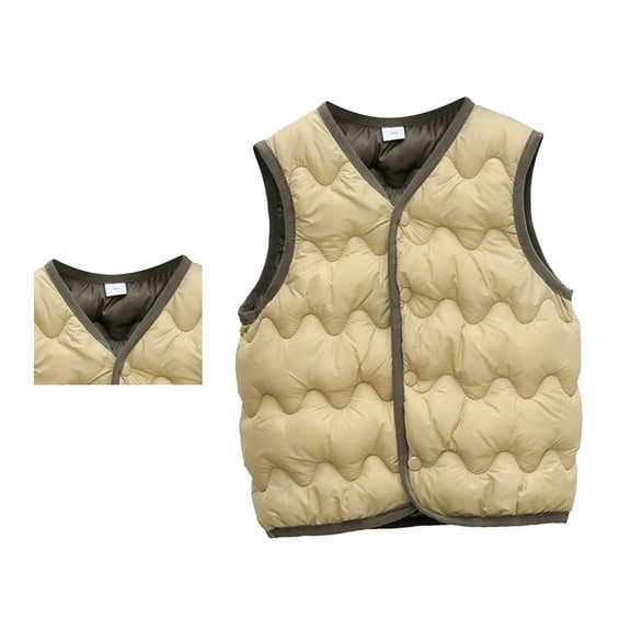 Girls Down Kids Jacket Warm Windproof Vest for Autumn and Winter with Rounded Neck Design