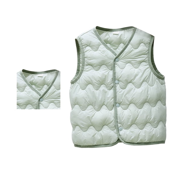 Girls Down Kids Jacket Warm Windproof Vest for Autumn and Winter with Rounded Neck Design
