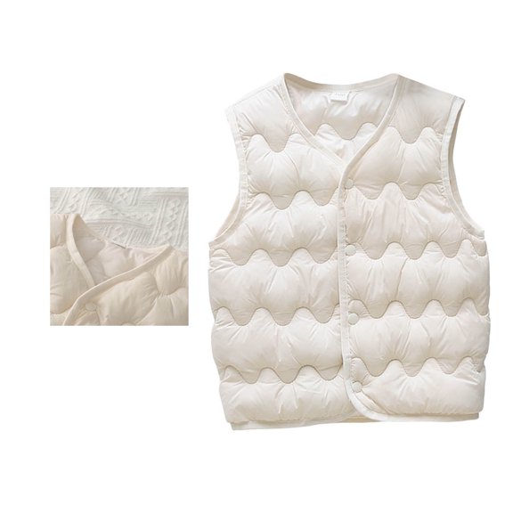 Girls Down Kids Jacket Warm Windproof Vest for Autumn and Winter with Rounded Neck Design