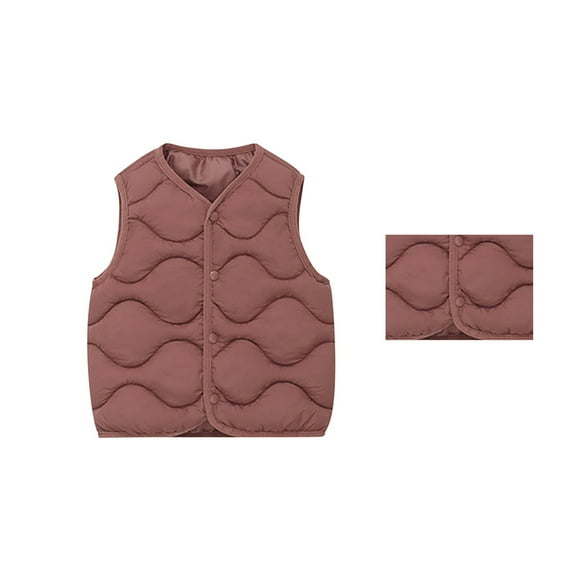 Girls Down Lightweight Warm Vest for Kids - Sleeveless Button Casual Fall Winter Wear