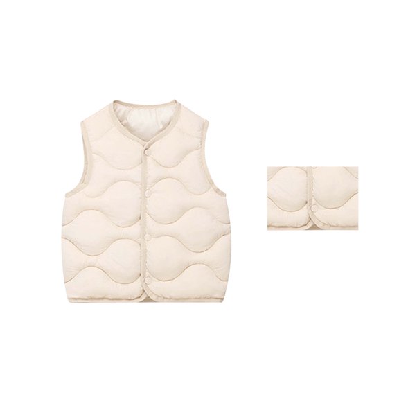 Girls Down Lightweight Warm Vest for Kids - Sleeveless Button Casual Fall Winter Wear