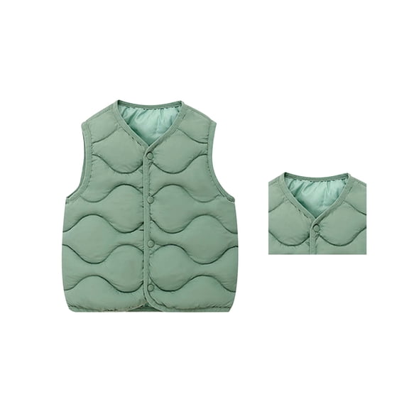 Girls Down Lightweight Warm Vest for Kids - Sleeveless Button Casual Fall Winter Wear