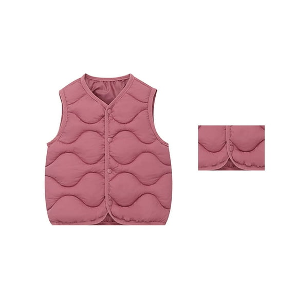 Girls Down Lightweight Warm Vest for Kids - Sleeveless Button Casual Fall Winter Wear