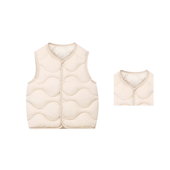 Girls Down Lightweight Warm Vest for Kids - Sleeveless Button Casual Fall Winter Wear