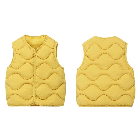 Girls Down Lightweight Warm Vest for Kids - Sleeveless Button Design for Fall and Winter Casual Wear