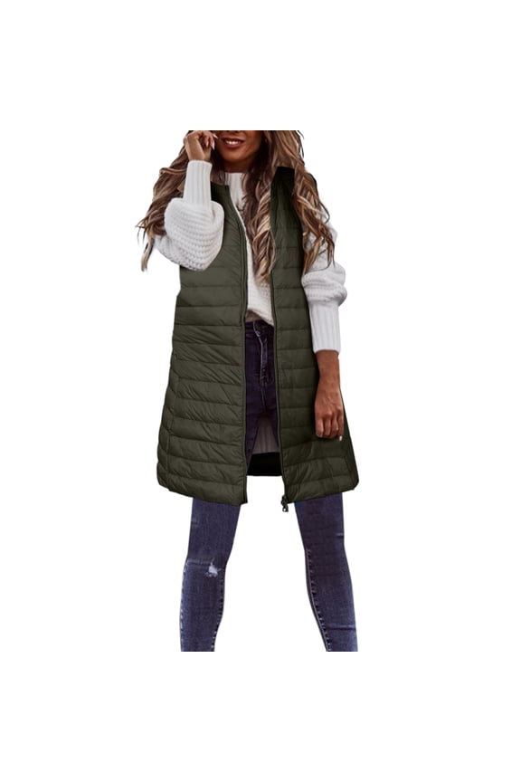 Girls Down Vest Long Winter Thin And Light Down Casual Down Slim Gilet Quilted Jacket Outdoor Winter Vest With Pockets Coat