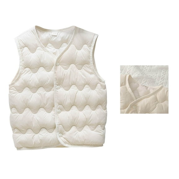 Girls Down Warm and Windproof Jacket for Kids - Autumn Winter Solid Color Rounded Neck Coat for Girls