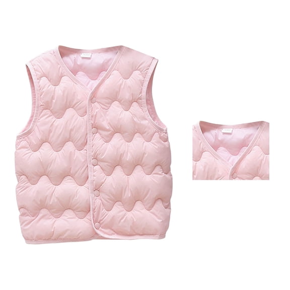 Girls Down Warm and Windproof Jacket for Kids - Autumn Winter Solid Color Rounded Neck Coat for Girls