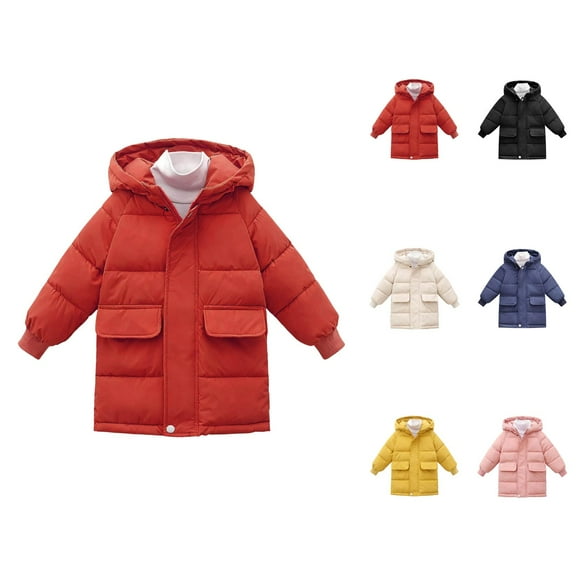 Girls Down Winter Coat Long Hooded Jacket Warm Insulated Outerwear for Toddlers and Kids